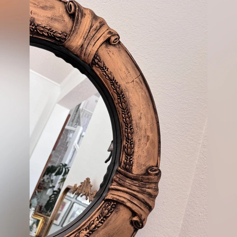 Vintage Antique Gold Round Frame With Mirror